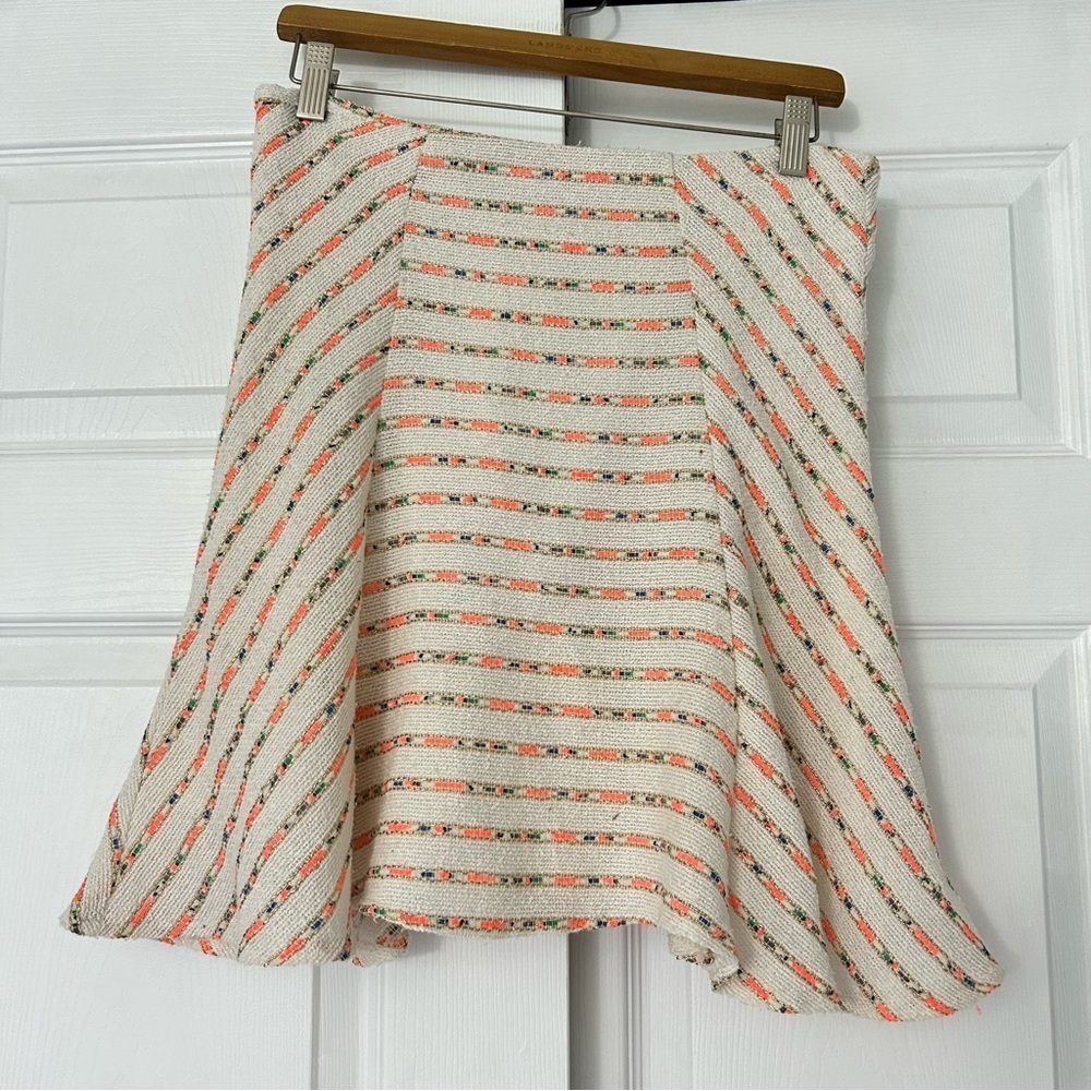 Maeve Orange Cream Fit and Flare Midi Skirt 6